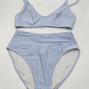 Old Navy Pinstripe Bikini Set Women's XS (Blue/White)